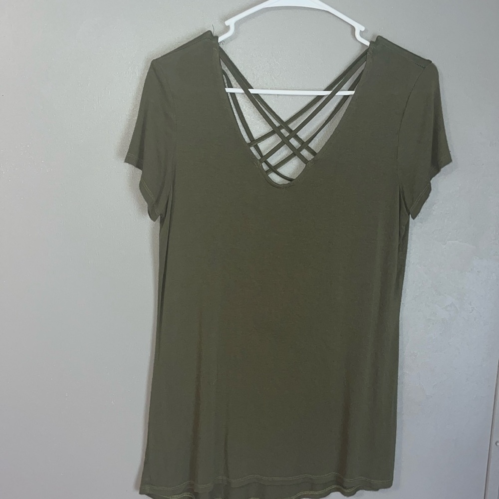 green flowy top with soft material